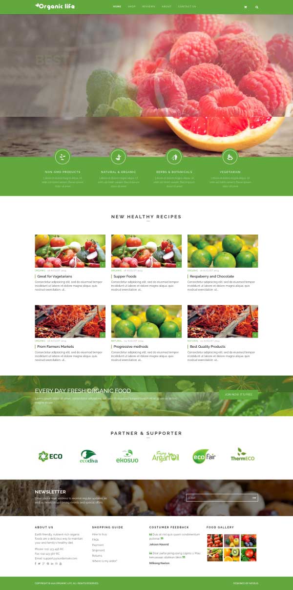 Organic Life : Πρότυπο E-Shop με J2Store